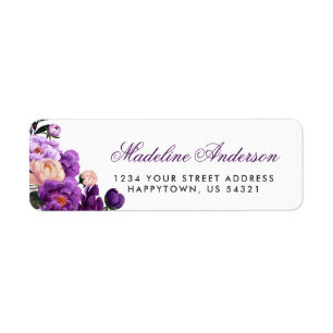 Étiquette Aquarelle florale pourpre ultra-violette