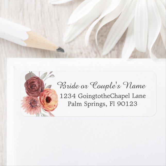 Étiquette Aquarelle Florale Rouille rouille Beige Mariage (En situation)