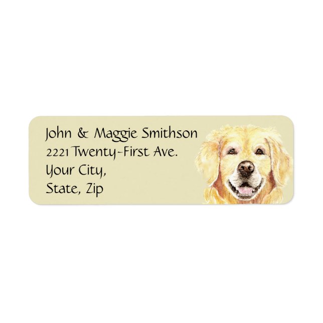 Étiquette Aquarelle Golden Retriever Chien Animaux de compag (Devant)