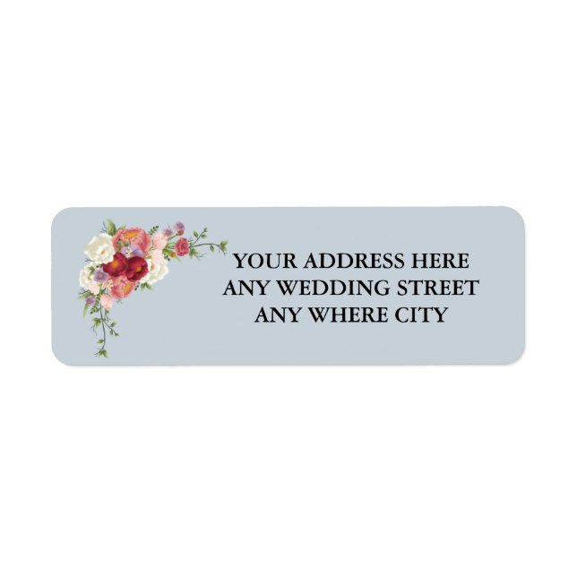 Étiquette Aquarelle Gris Duisy Blush Peach Floral Mariage (Devant)