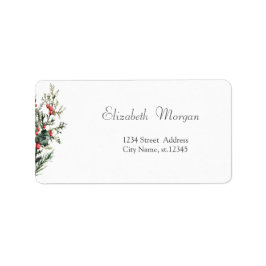 Étiquette Aquarelle Holly Berry Vert