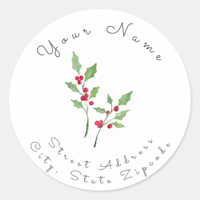 étiquette "Aquarelle Holly Sprigs" (Devant)