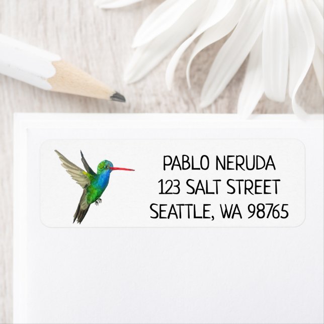 Étiquette Aquarelle Hummingbird CUSTOM Adresse postale (En situation)