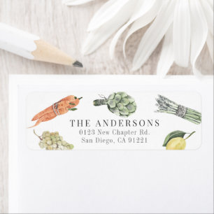 Étiquette Aquarelle Légumes et fruits Adresse de retour
