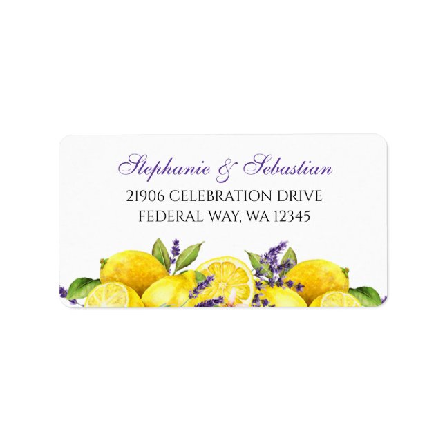 Étiquette Aquarelle Lemon Lavender Boho Adresse (Devant)
