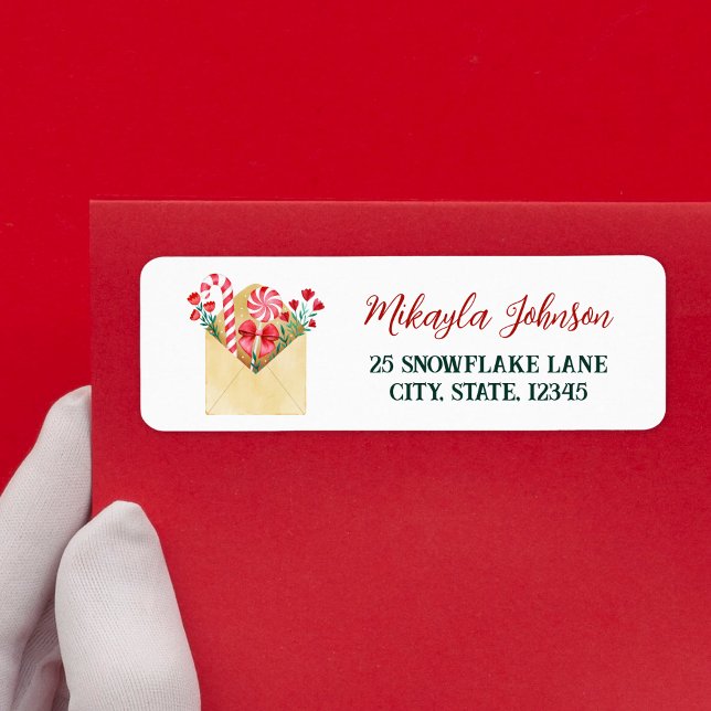 Étiquette Aquarelle Lettre à Père Noël Adresse de retour (Watercolor Letter to Santa Return Address Label)