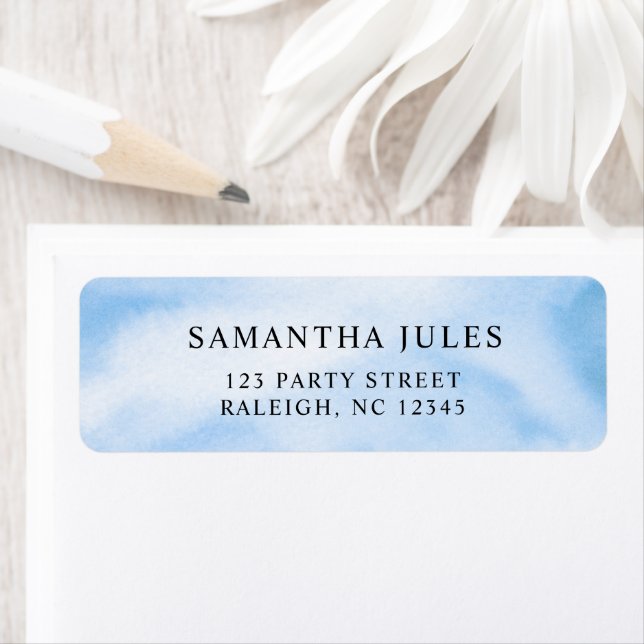Étiquette Aquarelle moderne Blue Cloud Neuf Baby shower (En situation)