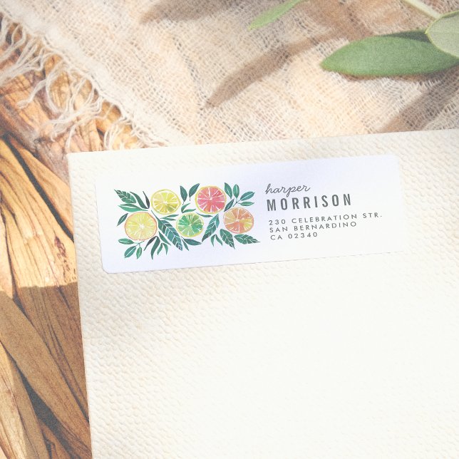 Étiquette Aquarelle moderne Citrus Fruit Cut Adresse de reto (Créateur téléchargé)