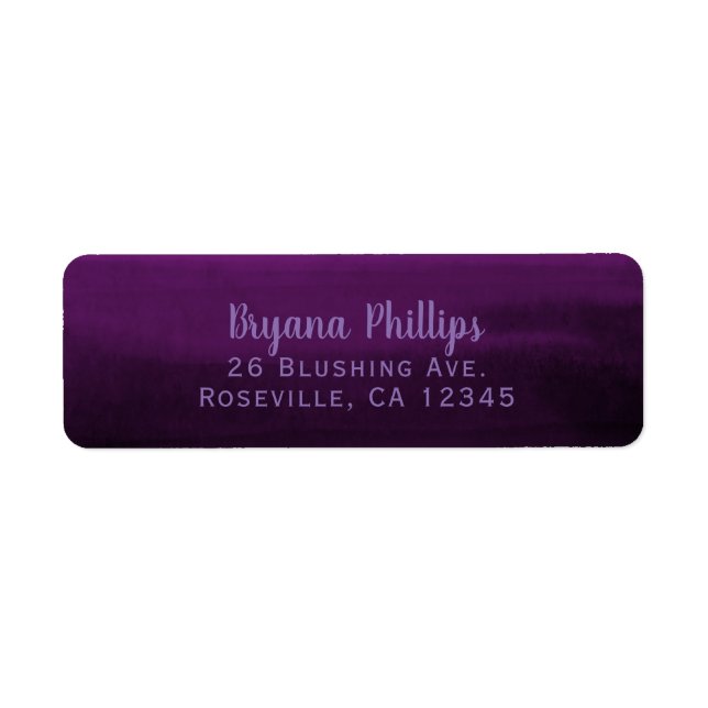 Étiquette Aquarelle moderne Ombre de prune pourpre déprimée (Devant)