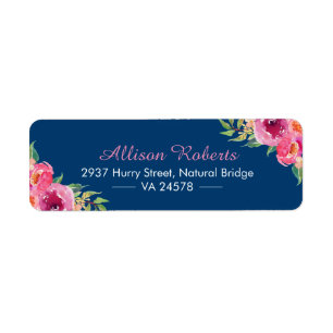 Étiquette Aquarelle moderne violet rose rouge rose floral bl