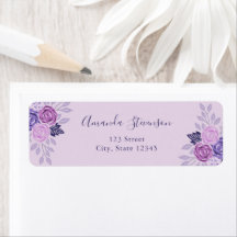 Aquarelle motif floral violet et rose