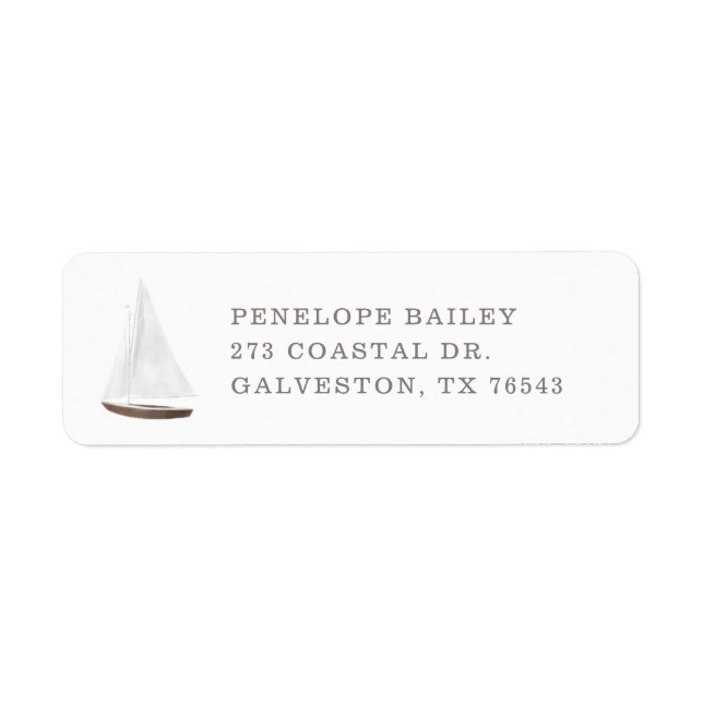 Étiquette Aquarelle nautique Adresse de retour du bateau à v (Devant)