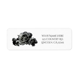 Étiquette Aquarelle noire Roses Élégant mariage Faveur