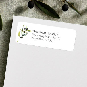 Étiquette Aquarelle Olive Branch Adresse de retour