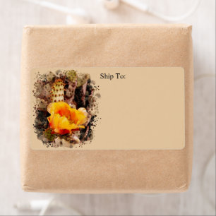 Étiquette Aquarelle orange Pricket Pear Cactus