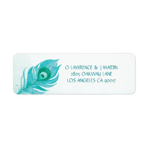 Étiquette Aquarelle Peacock Plume