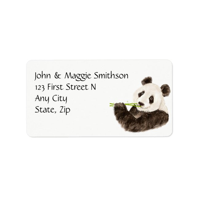 Étiquette Aquarelle personnalisée Panda mignonne, Ours asiat (Devant)