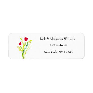 Étiquette Aquarelle Poppies Red Chic Floral Adresse de retou