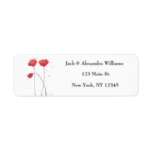 Étiquette Aquarelle Poppies Rouge Floral Adresse de retour