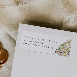 Étiquette Aquarelle Positano Italie Adresse de retour