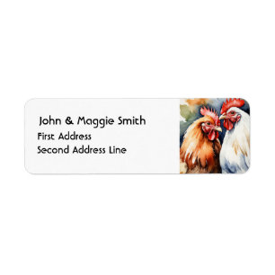 Étiquette Aquarelle Poulet Hen Rooster Farm Oeufs d'oiseaux