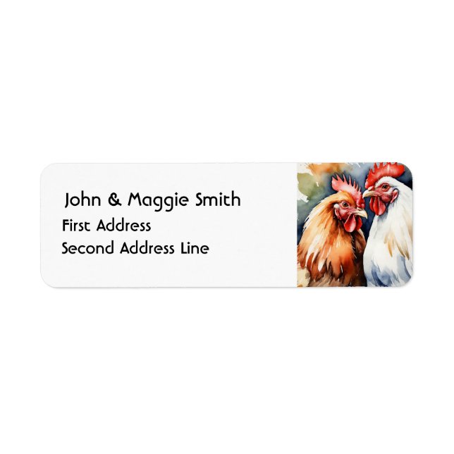 Étiquette Aquarelle Poulet Hen Rooster Farm Oeufs d'oiseaux (Devant)