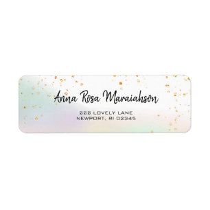 Étiquette *~* Aquarelle Rainbow Pastel Gold Parties scintill