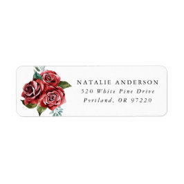 Étiquette Aquarelle Red Roses Adresse de retour