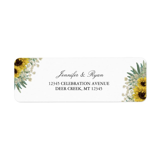 Étiquette Aquarelle romantique de tournesol (Devant)