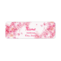 Étiquette aquarelle rose