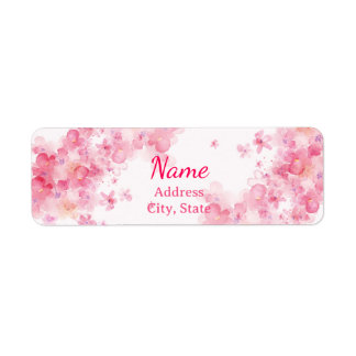 Étiquette aquarelle rose