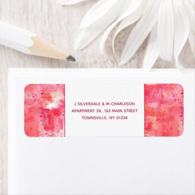 Étiquette Aquarelle rose Confetti Adresse de retour Abstrait (En situation)