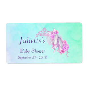 Étiquette Aquarelle rose Couronne & Ballet Chaussures Boutei