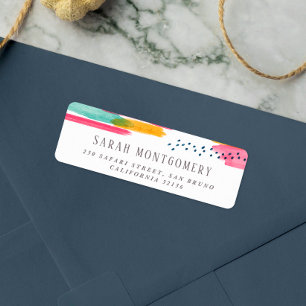 Étiquette Aquarelle rose et bleu Abstrait moderne