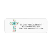 Aquarelle rose et Turquoise croix de fleurs