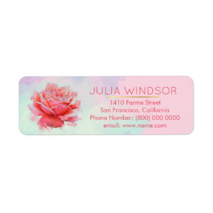 Étiquette aquarelle rose floral