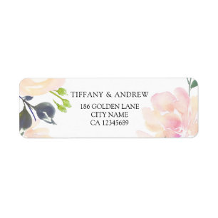 Étiquette Aquarelle rose Floral Adresse de retour Label