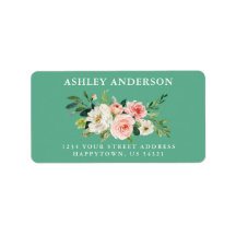 Aquarelle Rose Floral Greenery Neo Mint Adresse