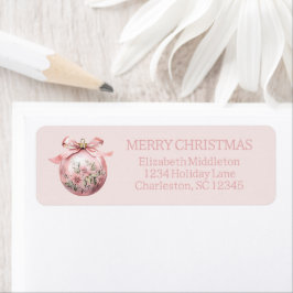 Étiquette Aquarelle rose Floral Ornement de Noël