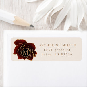 Étiquette Aquarelle Rose Gold Bourgogne Adresse de retour La
