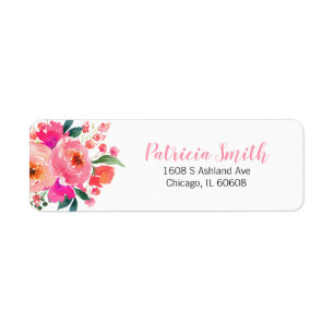 Étiquette Aquarelle rose mignonne Bouquet floral élégant