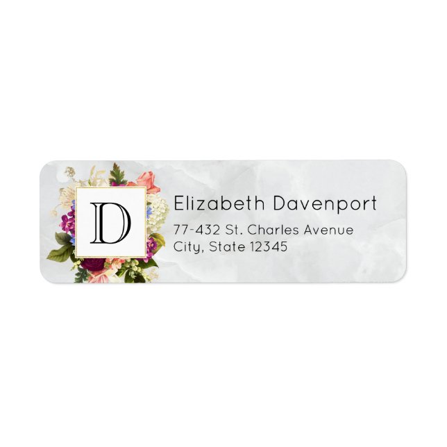 Étiquette Aquarelle rose moderne Bouquet floral Monogramme (Devant)