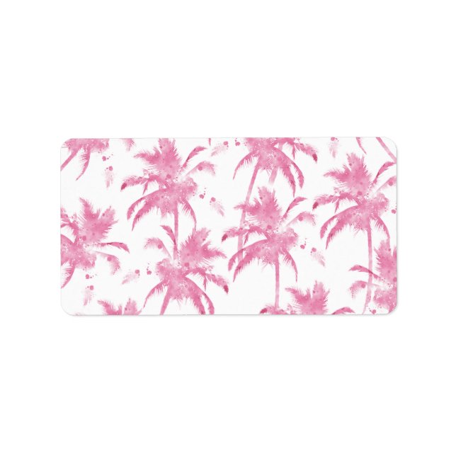 Étiquette Aquarelle rose moderne palmier motif (Devant)