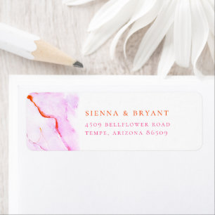 Étiquette Aquarelle rose orange Adresse de retour