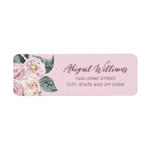 Étiquette Aquarelle rose pâle Aquarelle rose Adresse florale