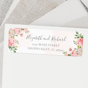 Étiquette Aquarelle rose pâle Floral Greenerife Adresse