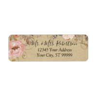 Aquarelle rose pâle Kraft Moûlée Rose or Floral