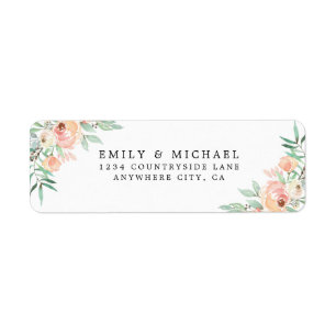 Étiquette Aquarelle rose pâle Mariage floral Adresse de reto
