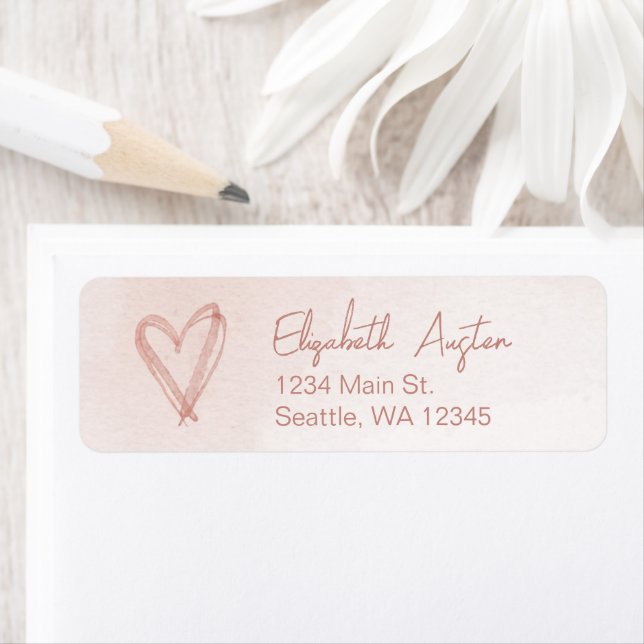 Étiquette Aquarelle rose poussiéreuse Adresse de retour Labe (En situation)