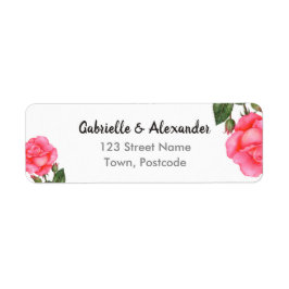 Étiquette Aquarelle rose rose Mariage d'art végétal
